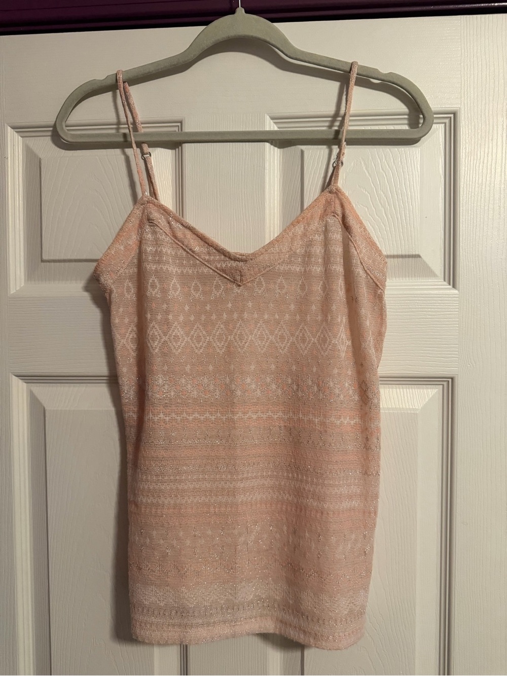 American Eagle Outfitters Pale Pink Patterned V-Neck Camisole